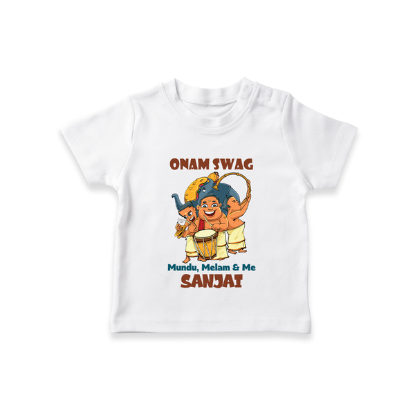 Onam Swag Chenda Melam T Shirt - WHITE - 0-5 Months Old (Chest 17")