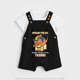 Onam Swag Mundu Melam and Me Dungaree Set | Personalized Baby Dungaree Set for Onam Style - BLACK - 0 - 5 Months Old (Chest 18")