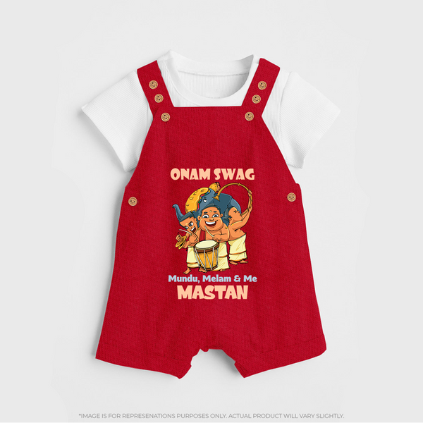 Onam Swag Chenda Melam Dungaree - RED - 0 - 5 Months Old (Chest 18")
