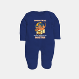 Onam Swag Chenda Melam Full Body Suit - NAVY BLUE - New Born (Chest 7.5")