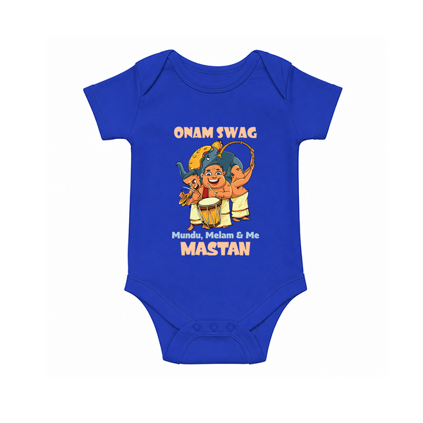 Onam Swag Chenda Melam Romper - COBALT BLUE - New Born (Chest 14")