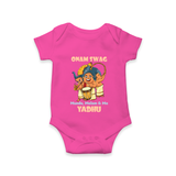 Onam Swag Mundu Melam and Me Romper / Onesie | Personalized Baby Romper / Onesie for Onam Style - HOT PINK - New Born (Chest 14")