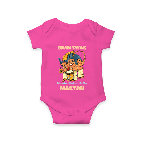 Onam Swag Chenda Melam Romper - HOT PINK - New Born (Chest 14")