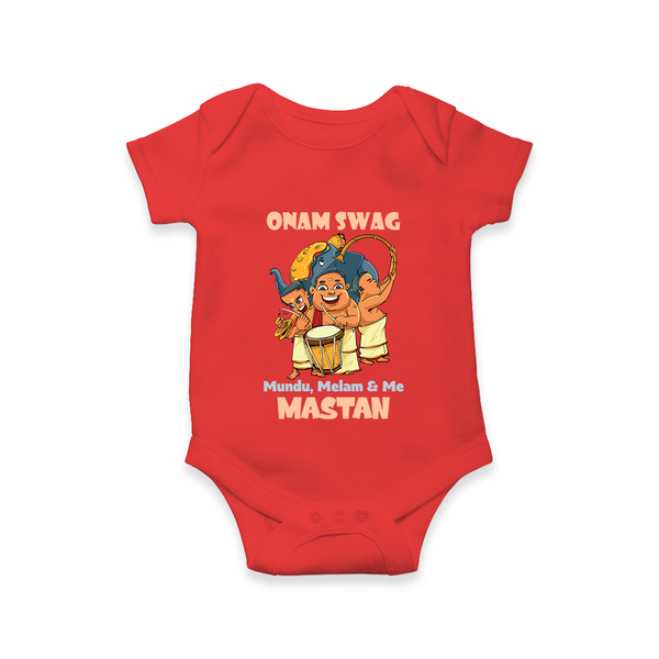Onam Swag Chenda Melam Romper - RED - New Born (Chest 14")
