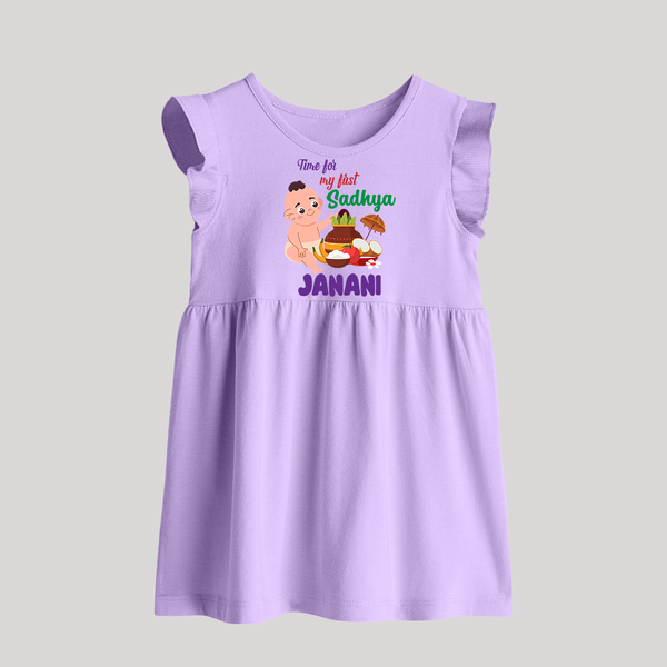 My First Onam Sadhya Celebration Baby Frock - LILAC - 0 - 3 Months Old (Chest 17")