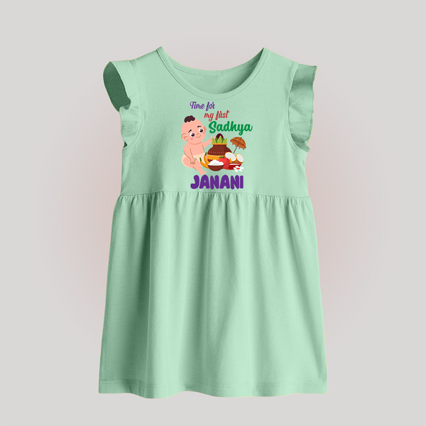 My First Onam Sadhya Celebration Baby Frock - MINT GREEN - 0 - 3 Months Old (Chest 17")