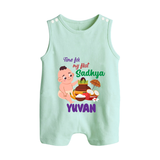 My First Onam Sadhya Celebration Button Romper - MINT GREEN - New Born (Chest 18")