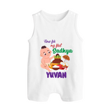 My First Onam Sadhya Celebration Button Romper - WHITE - New Born (Chest 18")