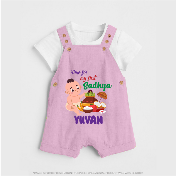 My First Onam Sadhya Celebration Dungaree - BABY PINK - 0 - 5 Months Old (Chest 18")