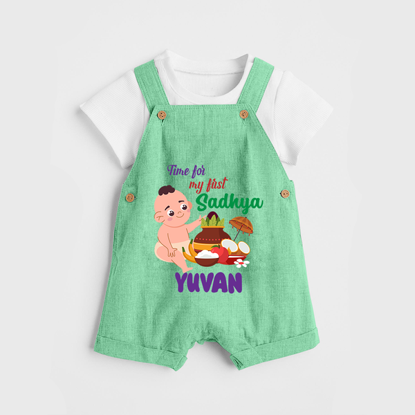 My First Onam Sadhya Celebration Dungaree - GREEN - 0 - 5 Months Old (Chest 18")