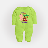 My First Onam Sadhya Celebration Full Body Suit - LIME GREEN - New Born (Chest 7.5")