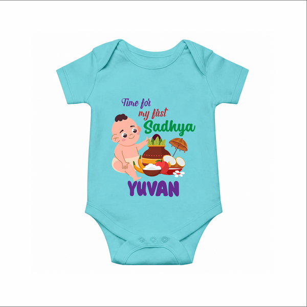 My First Onam Sadhya Celebration Romper - ARCTIC BLUE - New Born (Chest 14")