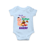 Time for My First Sadhya Romper / Onesie | Custom Baby Romper / Onesie for the First Onam Feast - BABY BLUE - New Born (Chest 14")