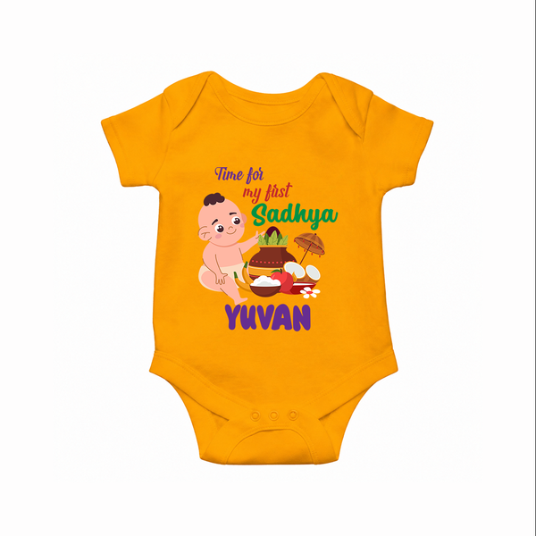 My First Onam Sadhya Celebration Romper - CHROME YELLOW - New Born (Chest 14")