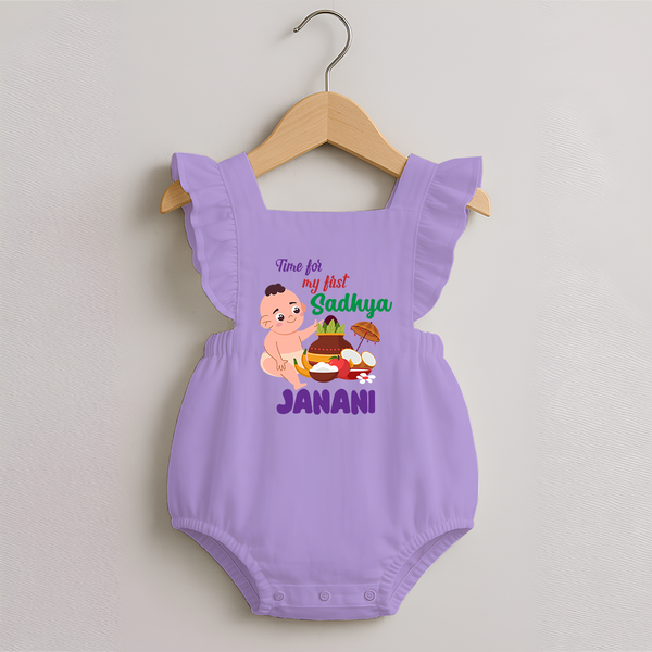 My First Onam Sadhya Celebration Romper Frock - LILAC - 0 - 3 Months Old (Chest 19")