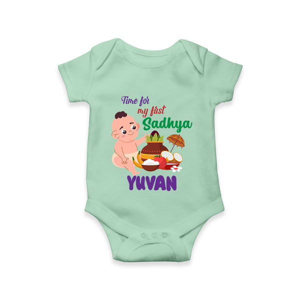My First Onam Sadhya Celebration Romper - MINT GREEN - New Born (Chest 14")