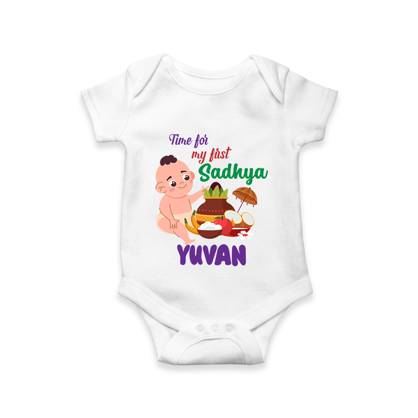 My First Onam Sadhya Celebration Romper - WHITE - New Born (Chest 14")