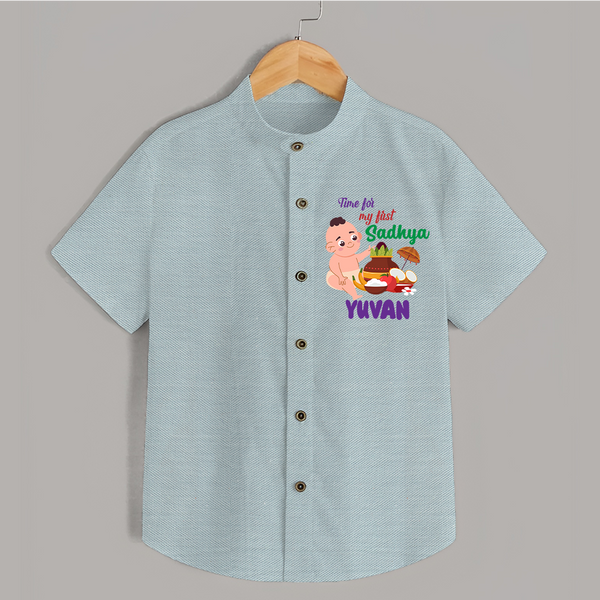 My First Onam Sadhya Celebration Shirt - ARCTIC BLUE - 0 - 6 Months Old (Chest 23")