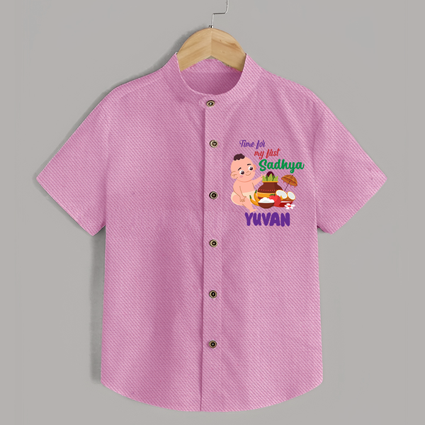 My First Onam Sadhya Celebration Shirt - BABY PINK - 0 - 6 Months Old (Chest 23")