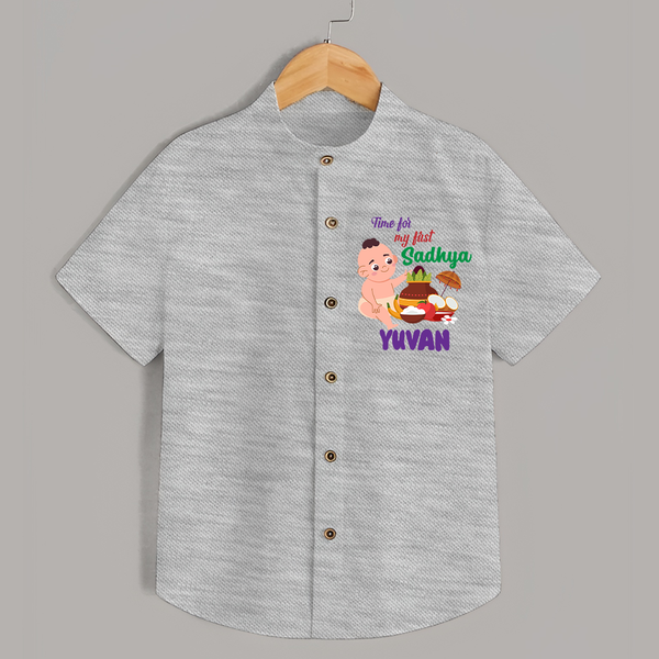 My First Onam Sadhya Celebration Shirt - GREY - 0 - 6 Months Old (Chest 23")