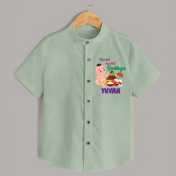 My First Onam Sadhya Celebration Shirt - MINT GREEN - 0 - 6 Months Old (Chest 23")
