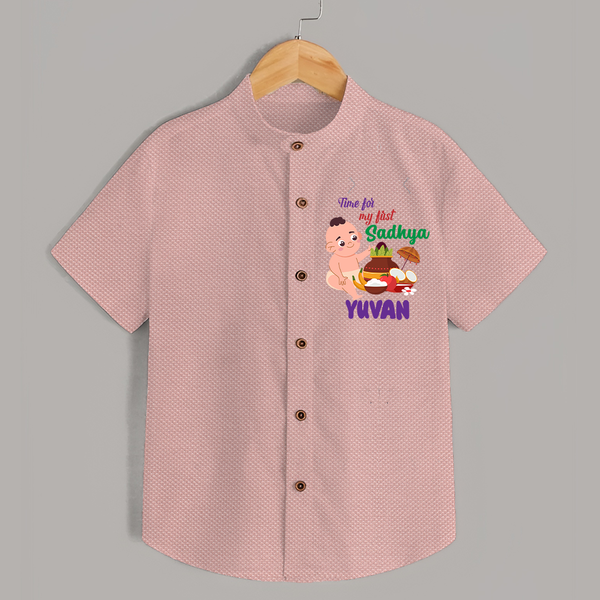 My First Onam Sadhya Celebration Shirt - PEACH - 0 - 6 Months Old (Chest 23")