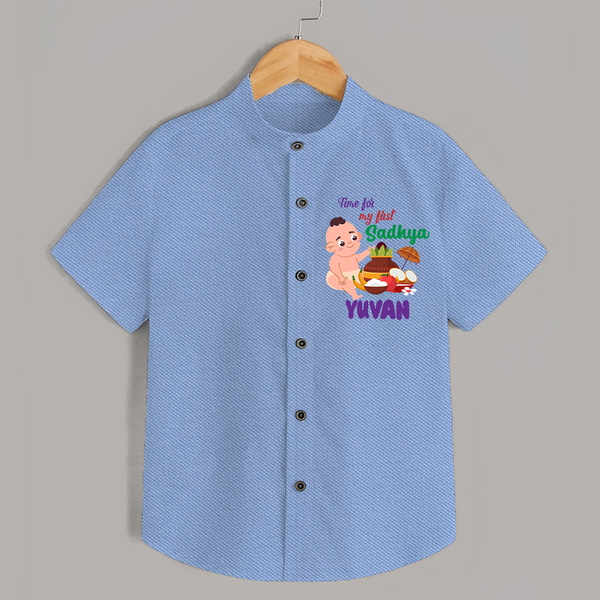 My First Onam Sadhya Celebration Shirt - SKY BLUE - 0 - 6 Months Old (Chest 23")