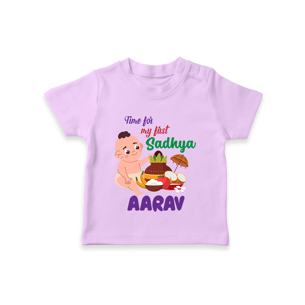 Time for My First Sadhya T-Shirt | Custom Baby T-Shirt for the First Onam Feast - LILAC - 0-5 Months Old (Chest 17")