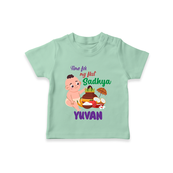 My First Onam Sadhya Celebration T Shirt - MINT GREEN - 0-5 Months Old (Chest 17")