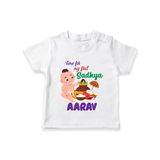 Time for My First Sadhya T-Shirt | Custom Baby T-Shirt for the First Onam Feast - WHITE - 0-5 Months Old (Chest 17")
