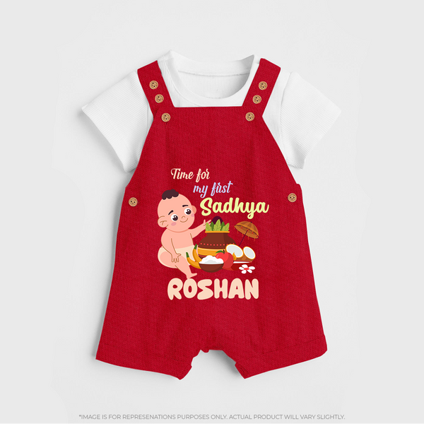 My First Onam Sadhya Celebration Dungaree - RED - 0 - 5 Months Old (Chest 18")
