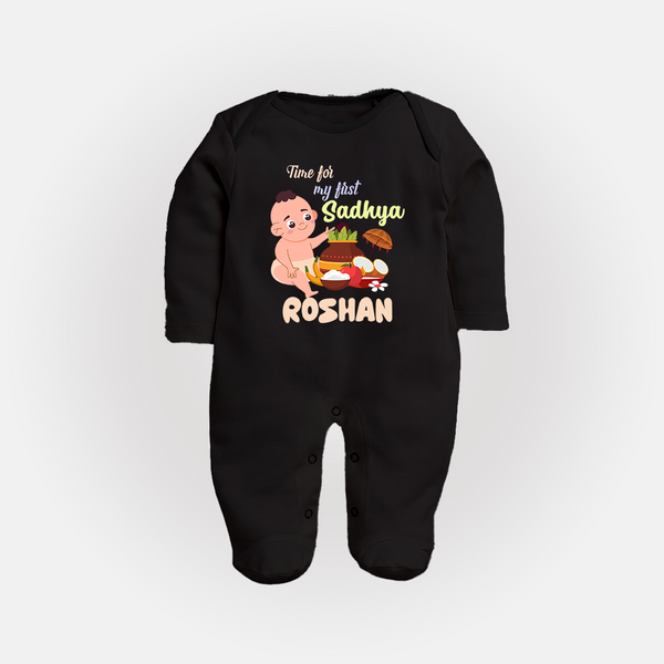 My First Onam Sadhya Celebration Full Body Suit - BLACK - New Born (Chest 7.5")