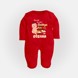 My First Onam Sadhya Celebration Full Body Suit - RED - New Born (Chest 7.5")