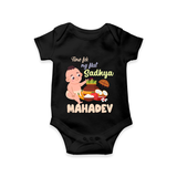 Time for My First Sadhya Romper / Onesie | Custom Baby Romper / Onesie for the First Onam Feast - BLACK - New Born (Chest 14")