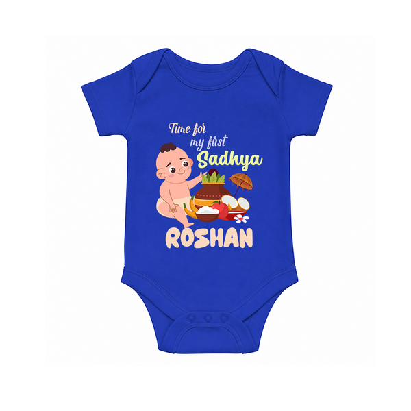 My First Onam Sadhya Celebration Romper - COBALT BLUE - New Born (Chest 14")