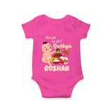 My First Onam Sadhya Celebration Romper - HOT PINK - New Born (Chest 14")