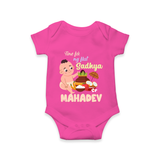Time for My First Sadhya Romper / Onesie | Custom Baby Romper / Onesie for the First Onam Feast - HOT PINK - New Born (Chest 14")