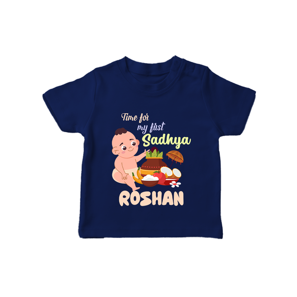 My First Onam Sadhya Celebration T Shirt - NAVY BLUE - 0-5 Months Old (Chest 17")