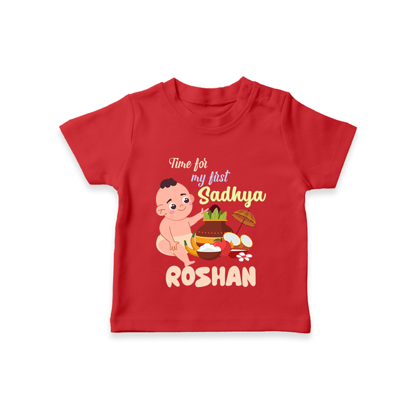 My First Onam Sadhya Celebration T Shirt - RED - 0-5 Months Old (Chest 17")