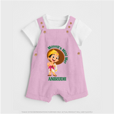 Maveli's Mini Me Dungaree Set | Personalized Baby Dungaree Set for Onam Celebrations - BABY PINK - 0 - 5 Months Old (Chest 18")
