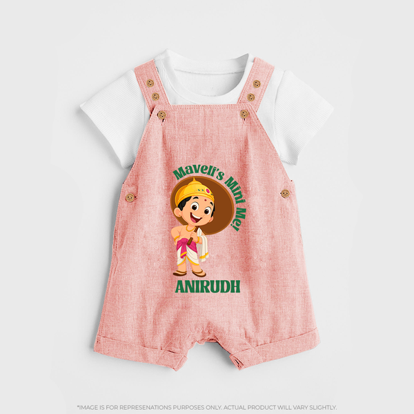 Maveli's Mini Me Dungaree Set | Personalized Baby Dungaree Set for Onam Celebrations - PEACH - 0 - 5 Months Old (Chest 18")