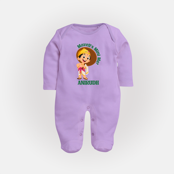 Maveli's Mini Me Sleep Suit | Personalized Baby Sleep Suit for Onam Celebrations - LILAC - New Born (Chest 7.5")