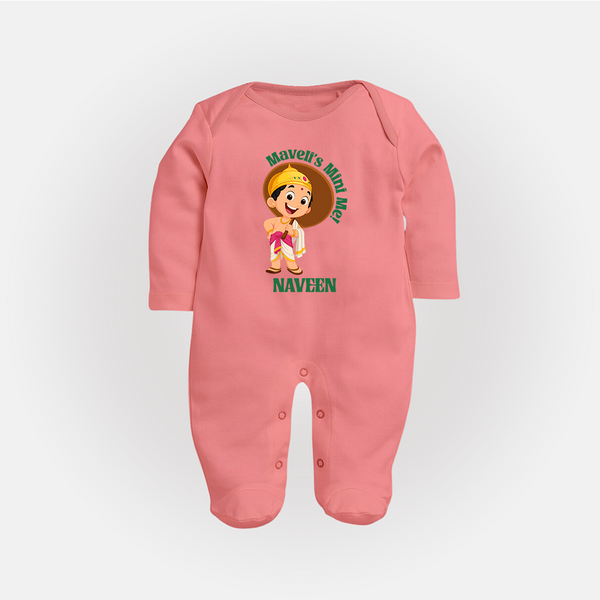 Little Mahabali Celebration Full Body Suit - PEACH - New Born (Chest 7.5")