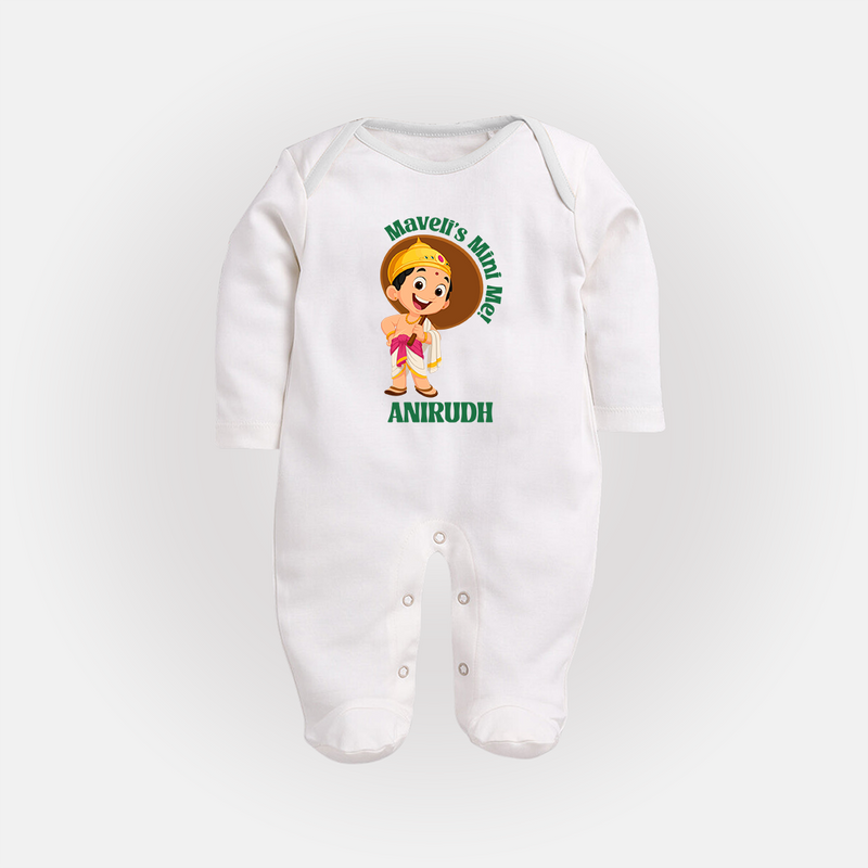 Maveli's Mini Me Sleep Suit | Personalized Baby Sleep Suit for Onam Celebrations - WHITE - New Born (Chest 7.5")
