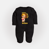 Maveli's Mini Me Sleep Suit | Personalized Baby Sleep Suit for Onam Celebrations - BLACK - New Born (Chest 7.5")