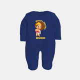 Maveli's Mini Me Sleep Suit | Personalized Baby Sleep Suit for Onam Celebrations - NAVY BLUE - New Born (Chest 7.5")