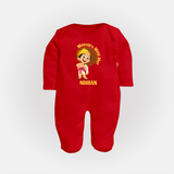 Little Mahabali Celebration Full Body Suit - RED - New Born (Chest 7.5")