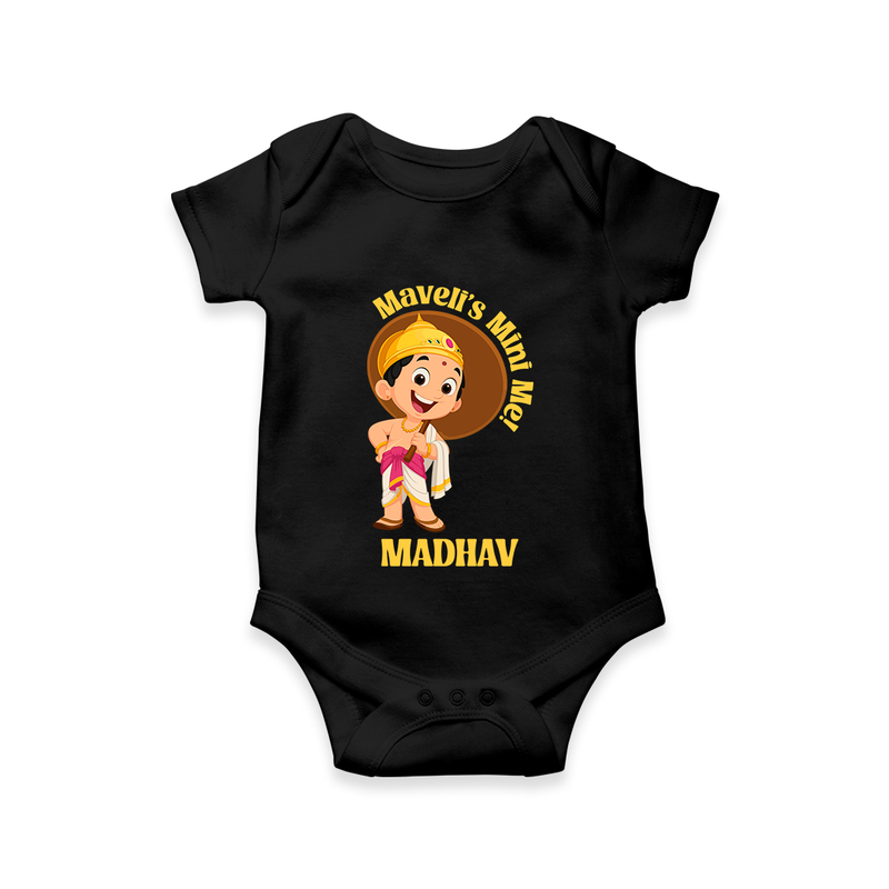 Maveli's Mini Me Romper / Onesie | Personalized Baby Romper / Onesie for Onam Celebrations - BLACK - New Born (Chest 14")