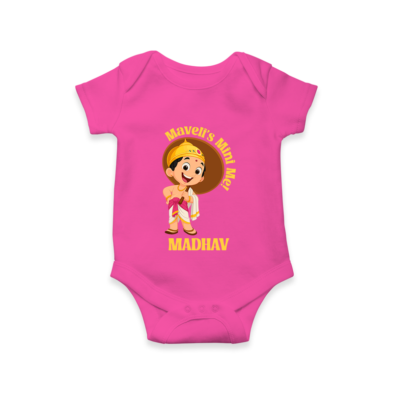 Maveli's Mini Me Romper / Onesie | Personalized Baby Romper / Onesie for Onam Celebrations - HOT PINK - New Born (Chest 14")