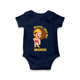 Maveli's Mini Me Romper / Onesie | Personalized Baby Romper / Onesie for Onam Celebrations - NAVY BLUE - New Born (Chest 14")